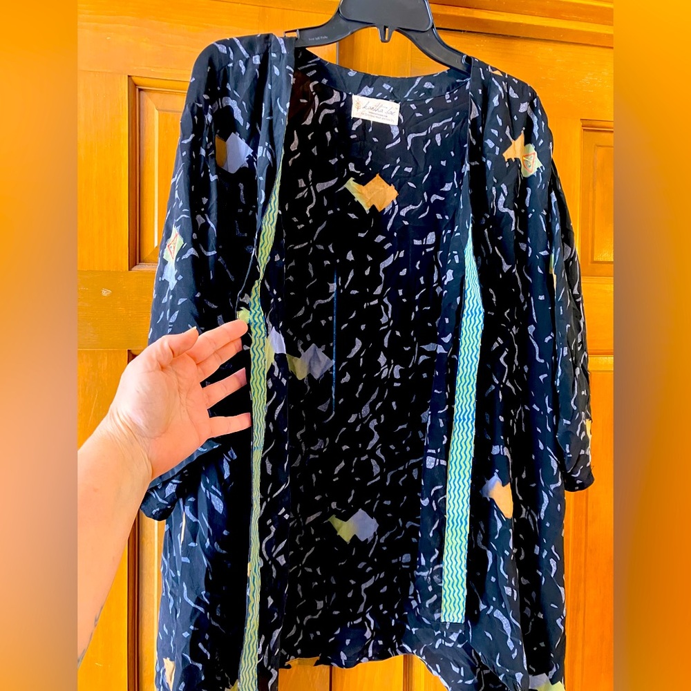 Kantha Bae True Black Split Silk Kimono